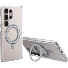 Blueo Samsung S25 Uyumlu 360 Rotatable Magsafe Standlı Şeffaf Telefon Kılıfı