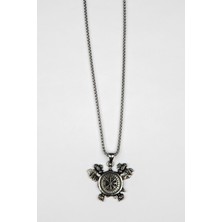 Lila Rosa Viking Balta Otantik Uzun Çelik Kolye