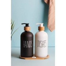 Lotion Black White 2 Li Sıvı Sabunluk,siyah Beyaz Cam Bambu Sabunluk