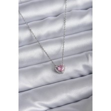 Lucest Yeni Xd Çelik Zincirli  Renk Pembe Zirkon Taşlı Charm Kadın Kolye Kampanyalı