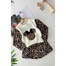 Miniğimin Cicileri Mnn Aplike Triko Detaylı Balon Etekli 2 li takım - Kahve