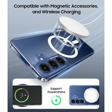 Fibaks Samsung Galaxy S25 Plus Kılıf Magsafe Wireless Kablosuz Şarj Destekli Sert Şeffaf Darbe Emici Kapak