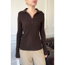 Magarde Polo Yaka Fitilli Body- Kahverengi
