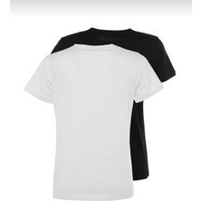 Tight Lady %100 Organik Pamuk 2`li Paket Soft Touch Kadın Tişört Siyah Beyaz Bisiklet Yaka Örme Penye T-Shirt