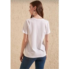 Tight Lady %100 Organik Pamuk 2`li Paket Soft Touch Kadın Tişört Siyah Beyaz Bisiklet Yaka Örme Penye T-Shirt
