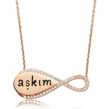 HS Demirci 925 Ayar Gümüş Aşkım Yazılı Sonsuzluk Kadın Gümüş Kolye