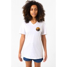 One Piece Anime Thousand Sunny Beyaz Kadın V Yaka Tshirt