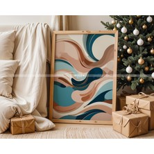 Tontilika Soyut Dalgalar ve Geometrik Desenlerle 3'lü Ahşap Çerçeveli Tablo Seti -21 x 30