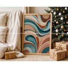 Tontilika Soyut Dalgalar ve Geometrik Desenlerle 3'lü Ahşap Çerçeveli Tablo Seti -21 x 30