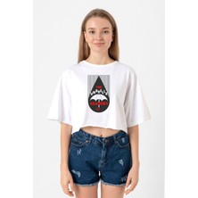 The Umbrella Academy Rain Logo Beyaz Kadın Crop Tshirt