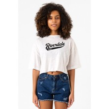 Riverdale Bronx New York City Beyaz Kırçıllı Kadın Crop Tshirt