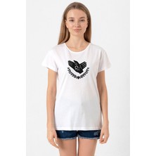 Violet Evergarden Anime Ch Postal Company Logo Beyaz Kadın Bisikletyaka Tshirt