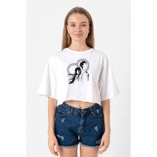 Steins Gate Okabe And Kurisu Beyaz Kadın Crop Tshirt