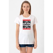 Forrest Gump Run Forrest Run Beyaz Kadın Bisikletyaka Tshirt