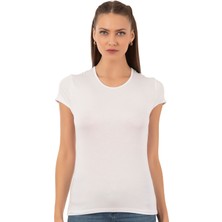 Özkan 7123 Kadın Viskon Yuvarlak Yaka Kısa Kollu Tişört Bluz Fanila