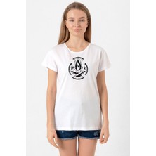 Monogatari Anime Koyomi Vampire Symbol Beyaz Kadın Bisikletyaka Tshirt