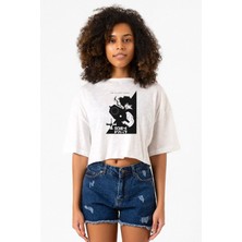 Cowboy Bebop Spike See You Space Cowboy Beyaz Kırçıllı Kadın Crop Tshirt