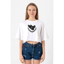 Violet Evergarden Anime Ch Postal Company Logo Beyaz Kadın Crop Tshirt