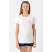 Blackpink Lisa Signature Beyaz Kadın Bisikletyaka Tshirt