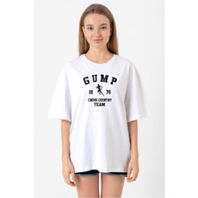 Forrest Gump Cross Country Team Beyaz Kadın Oversize Tshirt