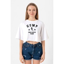 Forrest Gump Cross Country Team Beyaz Kadın Crop Tshirt