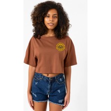 He Man Grayskull Brewing Co Logo Kahverengi Kadın Crop Tshirt