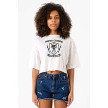 Nova Corps Flerken Squadron Beyaz Kırçıllı Kadın Crop Tshirt