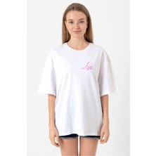 Blackpink Lisa Signature Beyaz Kadın Oversize Tshirt