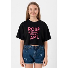 Blackpınk Rose Bruno Mars Apt Siyah Kadın Crop Tshirt