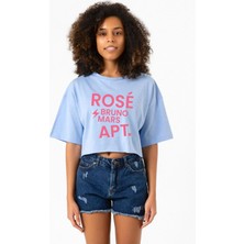 Blackpınk Rose Bruno Mars Apt Bebe Mavi Kadın Crop Tshirt