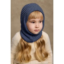 Örme Çocuk Balaclava Bere Indigo