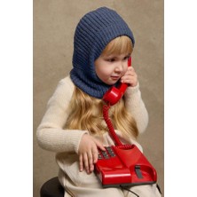 Örme Çocuk Balaclava Bere Indigo