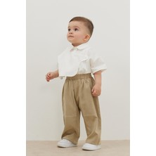 Fahhar Kids Çift Iğne Modal Pantolon Koyu Krem Kız Çocuk İçin Rahat ve Şık 3-4 Yaş