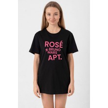 Blackpınk Rose Bruno Mars Apt Siyah Kadın Oversize Tshirt