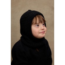 Örme Çocuk Balaclava Bere Siyah