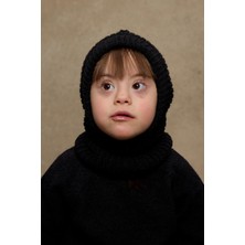 Örme Çocuk Balaclava Bere Siyah
