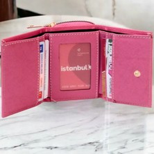 Kadın Fermuarlı ve Çıtçıtlı Bozuk Para Bölmeli Şık Cüzdan Kartlık Aksesuar