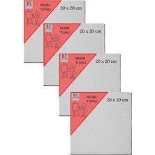 4lü Tuval Seti, Resim Tuali, 20X20 cm 4 Adet Tüval