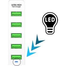 Onesam U04 24W Ultra Hızlı Masa Üstü Şarj Adaptörü 5 USB + 3 Type-C