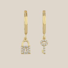 Altıntaş Anahtar Kilit Altın Halka Küpe