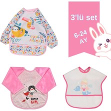 Bambino Kids Sıvı Geçirmez Mama Önlüğü 6-24 Ay Pembe Çılgınlığı