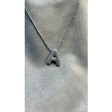 Keyper A Harfli Zirkon Taşlı Çelik Kolye