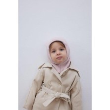Lastik Örgü Çocuk Balaclava Bere Pembe