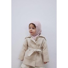 Lastik Örgü Çocuk Balaclava Bere Pembe