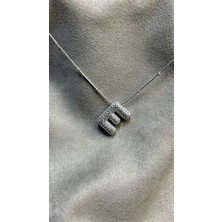 Keyper E Harfli Zirkon Taşlı Çelik Kolye