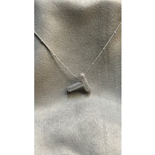Keyper T Harfli Zirkon Taşlı Çelik Kolye