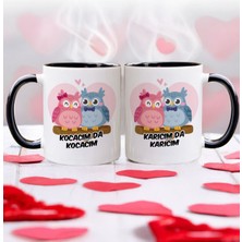 Bk Gift Karıcım-Kocacım Tasarımlı Ikili Siyah Kupa Bardak