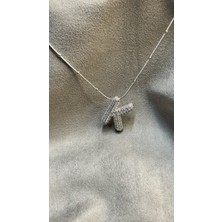 Keyper K Harfli Zirkon Taşlı Çelik Kolye