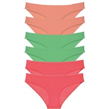 Royaleks 6 Adet Süper Eko Set Likralı Kadın Slip Külot Pudra Yeşil Fuşya