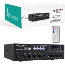 MAGICVOICE MV-510 50 WATT USB/SD/BLUETOOTH 2 MİK.,ECO LU+2SD 2061*2 Lİ UKLI GİRİŞLİ HAT TRAFOLU ANFİ